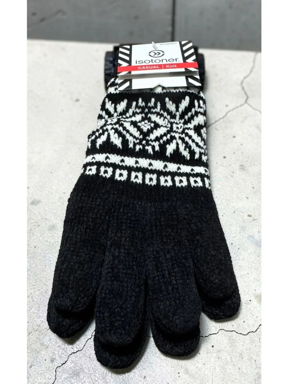 Isotoner Womens Knit Gloves Snowflake Pattern One Size Winter Casual